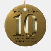 Metaalgoud 10e bruiloft keramisch ornament (Achterkant)