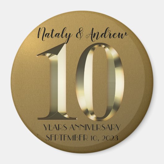 Metaalgoud 10e bruiloft magneet (Voorkant)