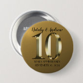 Metaalgoud 10e bruiloft ronde button 7,6 cm (Voorkant /achterkant)