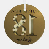 Metaalgoud 18e verjaardag glas ornament (Achterkant)