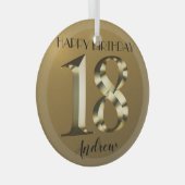 Metaalgoud 18e verjaardag glas ornament (Voorkant Rechts)