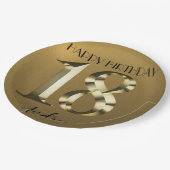 Metaalgoud 18e verjaardag papieren bordje (Gekanteld)