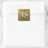 Metaalgoud 18e verjaardag vierkante sticker (Tas)