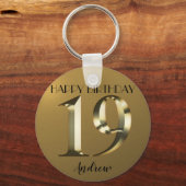 Metaalgoud 19e verjaardag sleutelhanger (Voorkant)