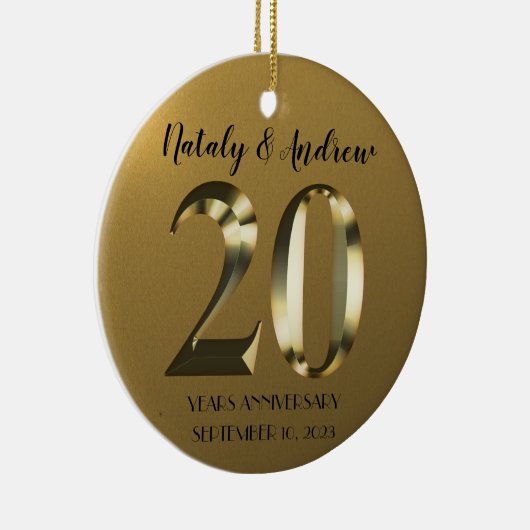 Metaalgoud 20e Jubileum voor bruiloft Keramisch Ornament (Rechts)