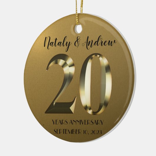 Metaalgoud 20e Jubileum voor bruiloft Keramisch Ornament (Links)