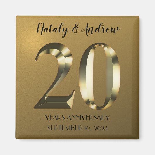 Metaalgoud 20e Jubileum voor bruiloft Magneet (Voorkant)