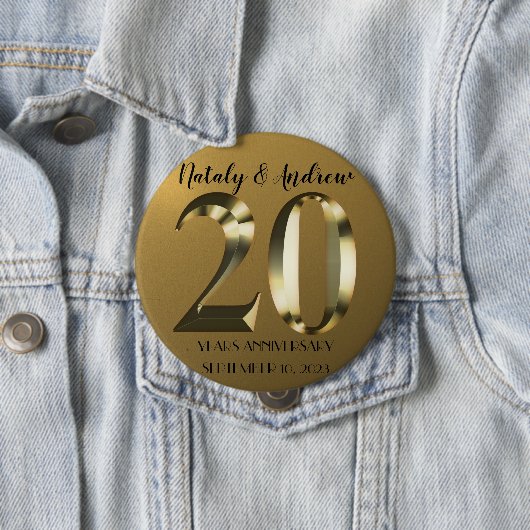 Metaalgoud 20e Jubileum voor bruiloft Ronde Button 4,0 Cm (In situ)