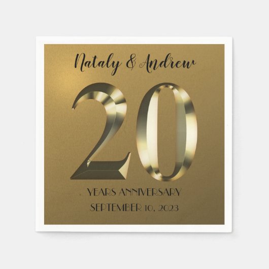 Metaalgoud 20e Jubileum voor bruiloft Servet (Voorkant)