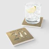 Metaalgoud 20e Jubileum voor bruiloft Stenen Onderzetter (Zijkant)