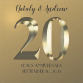 Metaalgoud 20e Jubileum voor bruiloft Sticker (Voorkant)