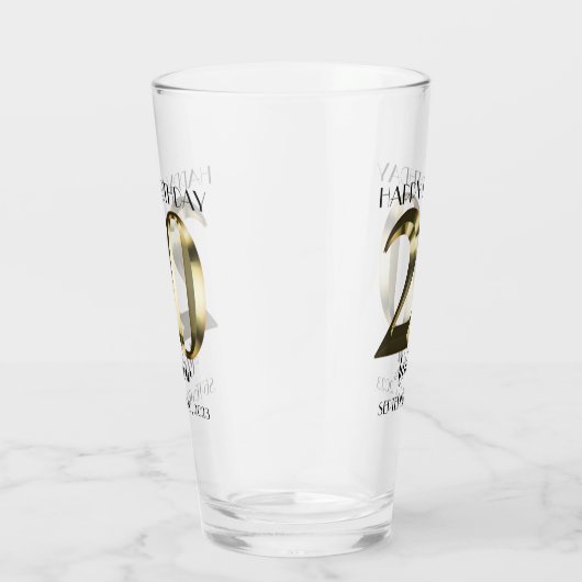 Metaalgoud 20e verjaardag glas (Rechts)