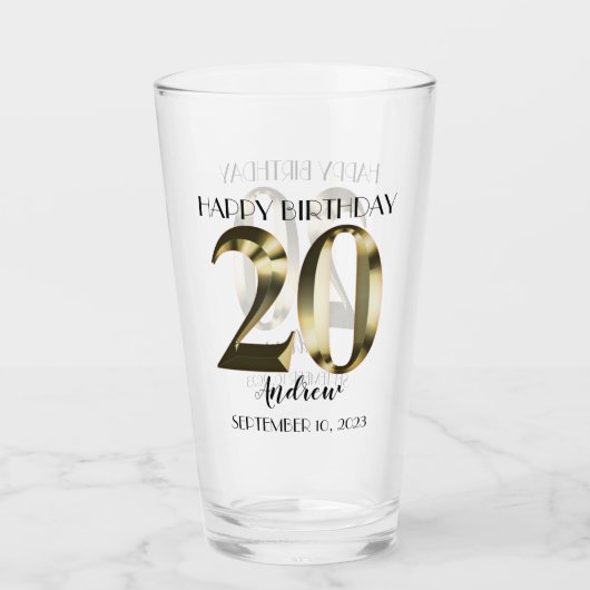 Metaalgoud 20e verjaardag glas (Voorkant)