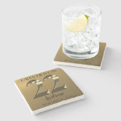 Metaalgoud 22e verjaardag stenen onderzetter (Zijkant)