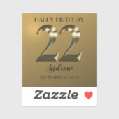 Metaalgoud 22e verjaardag sticker (Vel)