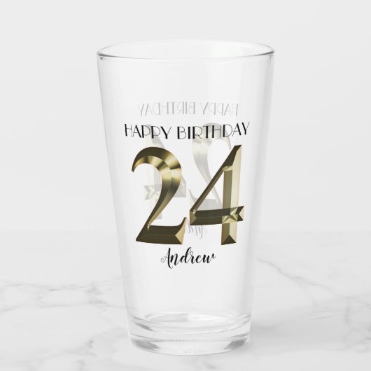 Metaalgoud 24e verjaardag glas (Achterkant)