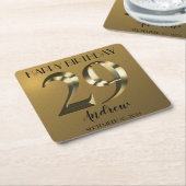 Metaalgoud 29e verjaardag kartonnen onderzetters (Schuin)