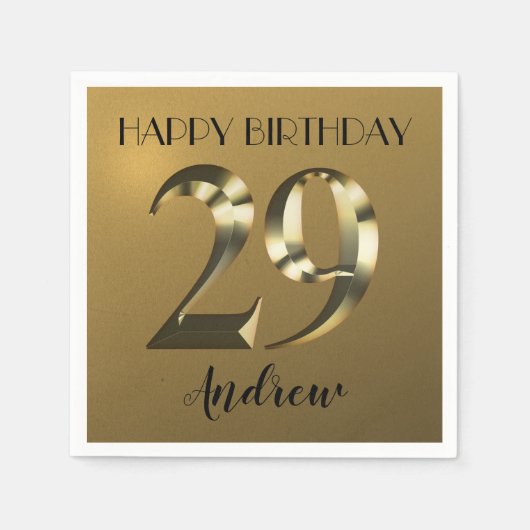 Metaalgoud 29e verjaardag servet (Voorkant)