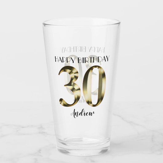 Metaalgoud 30e verjaardag glas (Voorkant)