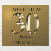 Metaalgoud 30e verjaardag sparkling wijnetiket (Enkel label)