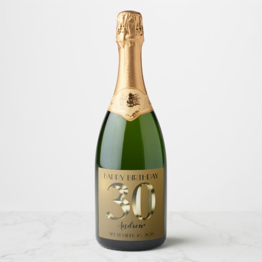 Metaalgoud 30e verjaardag sparkling wijnetiket (Voorkant)