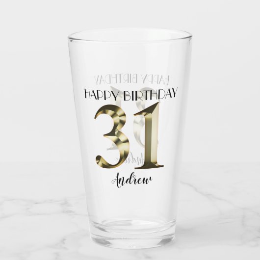 Metaalgoud 31e verjaardag glas (Achterkant)