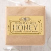 Metaalgoud 3D-omhuld honingetiket met bijen Etiket (Insitu)