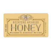 Metaalgoud 3D-omhuld honingetiket met bijen Etiket (Voorkant)