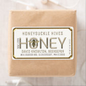 Metaalgoud 3D-omhuld honingetiket met bijen Etiket (Insitu)