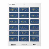 Metaalgoud 3D-omhuld honingetiket met bijen Etiket (Full Sheet)