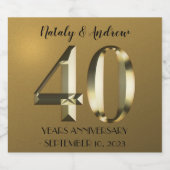 Metaalgoud 40th Wedding Jubileum Sparkling Wijnetiket (Enkel label)