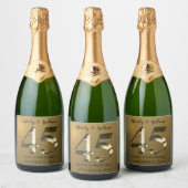 Metaalgoud 45e Jubileum voor bruiloft Sparkling Wijnetiket (Flessen)