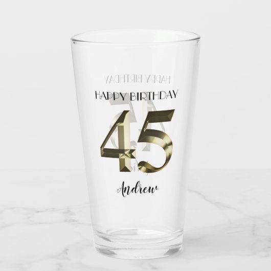 Metaalgoud 45e verjaardag glas (Achterkant)