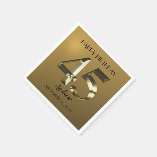 Metaalgoud 45e verjaardag servet (Hoek)