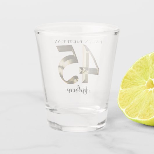 Metaalgoud 45e verjaardag shot glas (Achterkant)