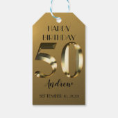 Metaalgoud 50e verjaardag cadeaulabel (Achterkant)