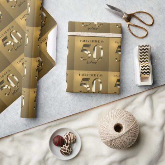Metaalgoud 50e verjaardag cadeaupapier (Crafts)