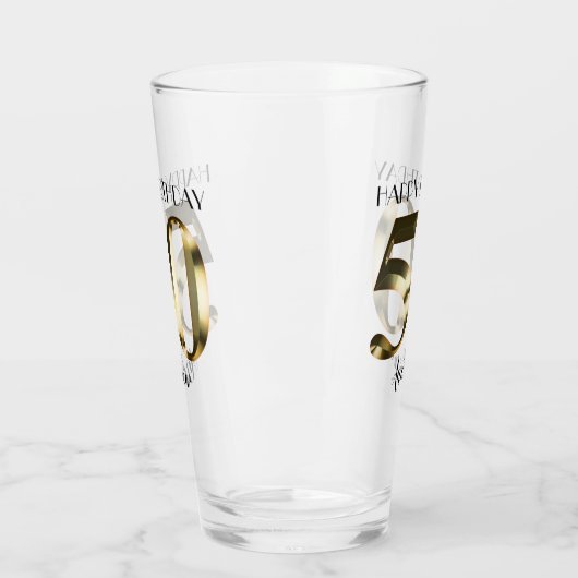 Metaalgoud 50e verjaardag glas (Links)