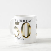 Metaalgoud 50e verjaardag koffiemok (Voorkant links)