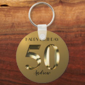 Metaalgoud 50e verjaardag sleutelhanger (Voorkant)