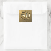 Metaalgoud 50e verjaardag vierkante sticker (Tas)