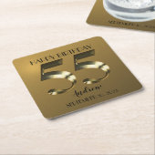 Metaalgoud 55e verjaardag kartonnen onderzetters (Schuin)