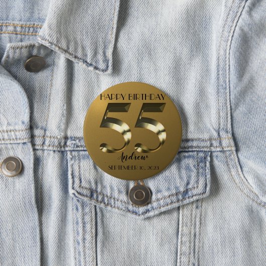 Metaalgoud 55e verjaardag ronde button 7,6 cm (In situ)