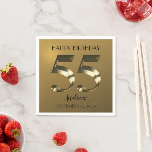 Metaalgoud 55e verjaardag servet (Insitu)