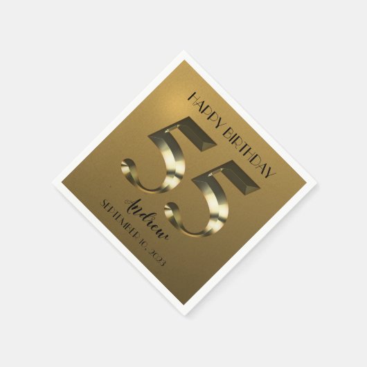 Metaalgoud 55e verjaardag servet (Hoek)