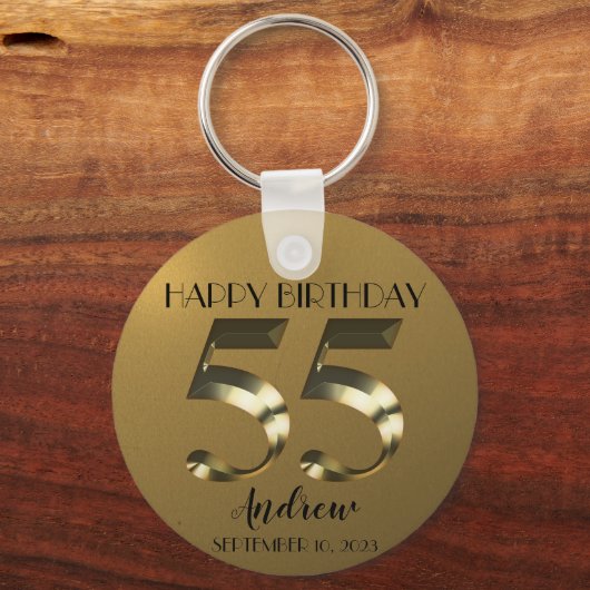 Metaalgoud 55e verjaardag sleutelhanger (Voorkant)