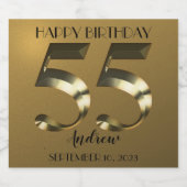 Metaalgoud 55e verjaardag sparkling wijnetiket (Enkel label)