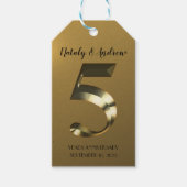 Metaalgoud 5th Wedding Jubileum Cadeaulabel (Voorkant)
