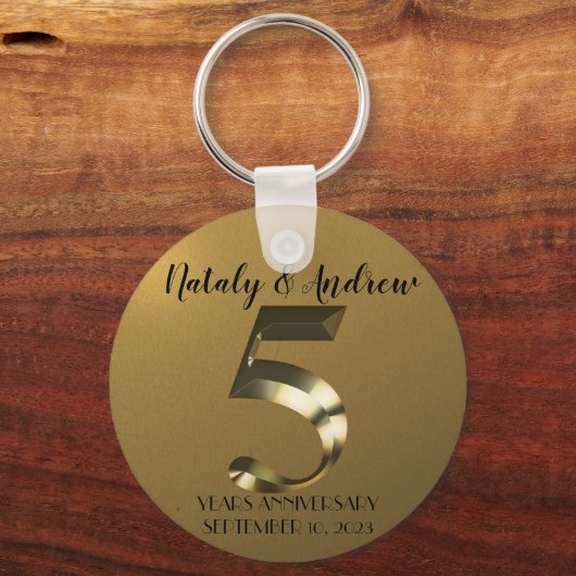 Metaalgoud 5th Wedding Jubileum Sleutelhanger (Achterkant)
