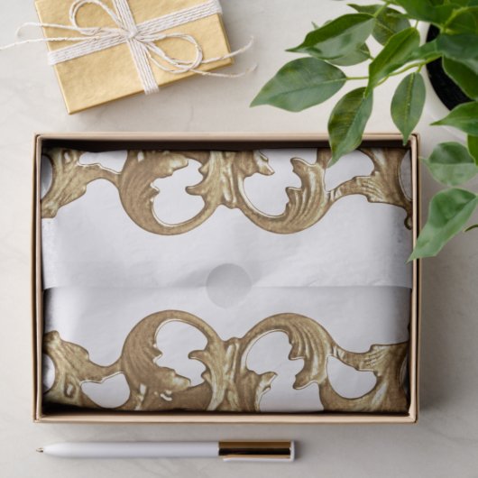 Metaalgoud Acanthus Leaf Lijst Tissuepapier (Geschenk)